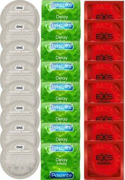 Набор 24 шт ONE Pleasure Dome + Delay Infinity + EXS Warming Comfy Fit SOS7372 фото