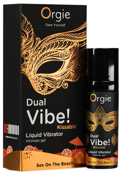 Жидкий вибратор-гель с тропическим вкусом коктейля Orgie Dual Vibe! Sex On The Beach, 15 мл 17328 фото