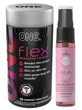 Комплект Набір 10 штук ONE Flex графен + Спрей Sensuva Deeply Love You Cotton Candy (29 мл) SOS6250 фото