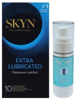 Набор из SKYN Extra Lube (10 шт) + Жидкий вибратор 5th Paradise Liquid Vibrator - Энергетический напиток (30 мл) SOS10169 фото