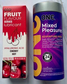 Комплект ONE Mixed Pleasures 24 шт + Лубрикант OLO Вишня 120 мл SOS3567 фото