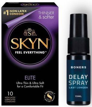 Набор из SKYN Elite 10 шт + Пролонгатор Boners Delay Spray (15 мл) SOS8902 фото