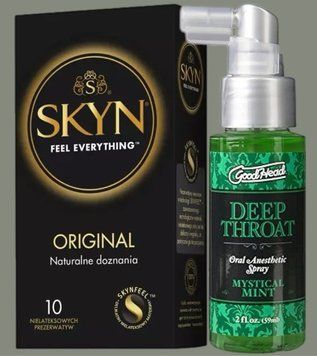 Комплект SKYN Original 10 шт + Спрей Doc Johnson GoodHead DeepThroat Spray - Mystical Mint 59 мл SOS5764 фото