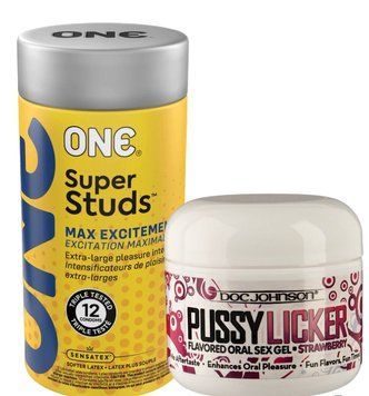 Комплект 12 шт ONE Super Studs + Гель Doc Johnson Pussy Licker Strawberry (56 г) SOS6207 фото