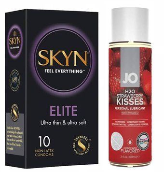 Набір SKYN Elite 10 шт та Лубрикант System JO H2O &mdash; STRAWBERRY KISS 60 ml SOS161 фото