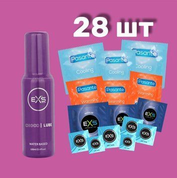 Комплект 28 шт EXS, Pasante + Лубрикант EXS Choco Lube Water Based 100 мл SOS4297 фото
