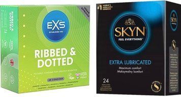 Набор с 24 шт SKYN Extra Lube + EXS Ribbed & Dotted 48 шт SOS7950 фото