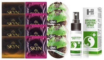 Комплект: Пролонгатор SHS Orgasm Control Spray 15 мл + 8 шт. SKYN + 4 шт. ONE Mint Chocolate SOS10891 фото