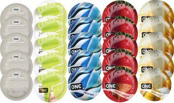 Набор с 25 шт ONE Pleasure Dome + ONE Color  + ONE Fresh Mint + ONE Chocolate Strawberry + ONE Banana Split SOS8277 фото