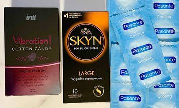 Комплект 20 шт SKYN Large - Pasante Cooling + Жидкий вибратор Intt Vibration Cotton Candy (15 мл) SOS1507 фото