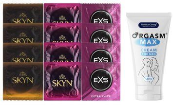 Комплект: Пролонгатор Medica-Group Orgasm Max 50 мл + 8 шт SKYN + 4 шт EXS Extra Thick SOS10941 фото