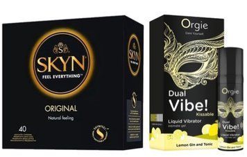 SKYN ORIGINAL 40 шт + Orgie Dual Vibe! Lemon Gin And Tonic 15 мл SOS7072 фото