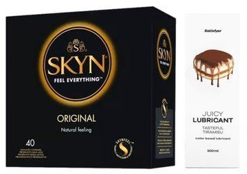 Набор Лубрикант Satisfyer Tasteful Tiramisu 300мл + SKYN Original 40 шт. SOS12841 фото