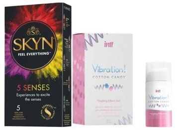 Набор из SKYN 5 Senses + Жидкий вибратор Intt Vibration Cotton Candy (15 мл) SOS9613 фото