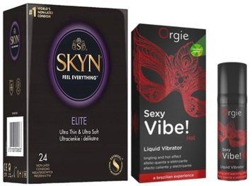 Набір з SKYN Elite (24 шт) + Рідкий вібратор Orgie Sexy Vibe (15 мл)  SOS10119 фото