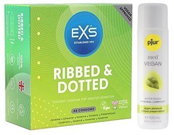 Набор EXS Ribbed & Dotted (48 шт) + pjur MED Vegan Glide 100 мл SOS13525 фото