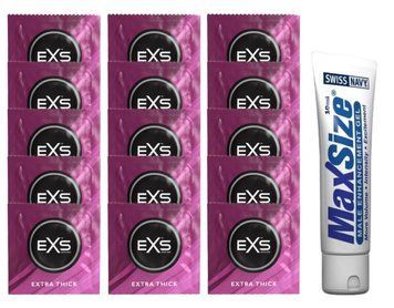 Комплект EXS Extra Thick 15 шт + Swiss Navy Max Size Cream 10 мл SOS14723 фото