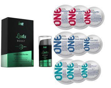Комплект 21 шт ONE + Пролонгатор для мужчин Intt Lasts (15 мл) SOS4197 фото