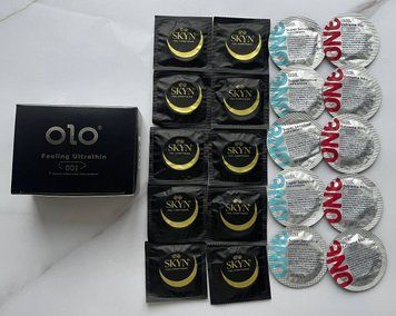 Набір 10 шт Skyn Original - 10 шт One Super Sensitive, Extreme Ribs - 10 шт OLO Feeling Ultrathin (001)  SOS2507 фото