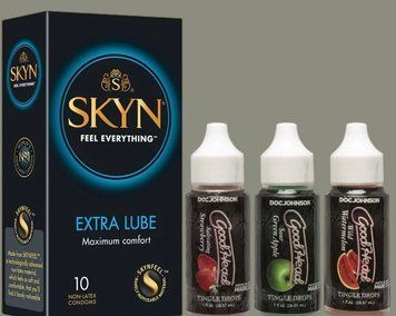 Skyn Extra Lube 10 штук + Набір крапель для мінету Doc Johnson GoodHead - Tingle Drops  SOS5228 фото