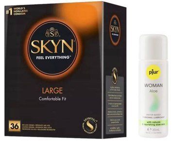 Комплект  SKYN Large 36 шт + Pjur Woman Aloe 30 мл SOS13225 фото