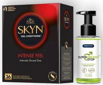 Набор из SKYN Intense Feel (36 шт) + Пролонгатор Medica-Group Super Orgasm Stop Gel 150 ML SOS8952 фото
