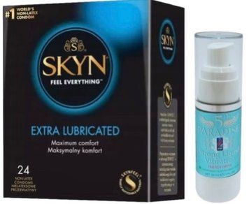 Набір з SKYN Extra Lube (24 шт) + Рідкий вібратор 5th Paradise Liquid Vibrator &mdash; Енергетичний напій (30 мл)  SOS10069 фото