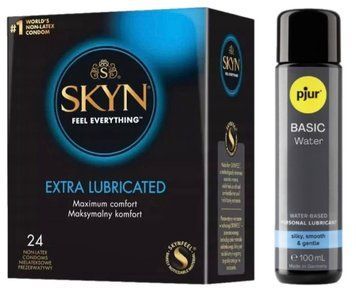 Комплект SKYN Extra Lube 24 шт + Pjur Basic Waterbased 100 мл SOS13275 фото