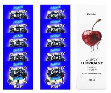 Комплект Pasante Blueberry 10шт. + Лубрикант Satisfyer Juicy Lubricant Cheeky Cherry 300 мл SOS11672 фото