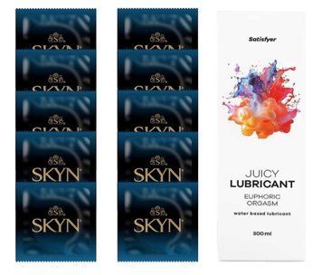 Комплект SKYN Extra Lube 10 шт. + Лубрикант Satisfyer Juicy Lubricant Euphoric Orgasm 300 мл SOS12573 фото