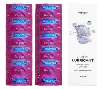 Комплект Pasante Regular 10 шт. + Лубрикант Satisfyer Juicy Lubricant Sparkling Water (300 мл) SOS12121 фото