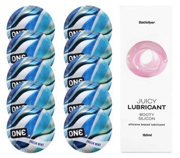 Набор: One Fresh Mint 10 шт. + Лубрикант Satisfyer Booty Silicon 150 мл SOS12421 фото