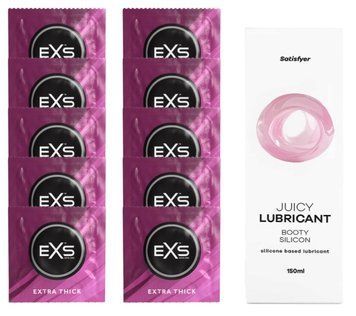 Набор: EXS Extra Thick 10 шт. + Лубрикант Satisfyer Booty Silicon 150 мл SOS11180 фото