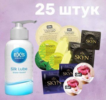 Комплект 25 шт ONE, SKYN + Лубрикант EXS Aloe Vera Silk Lube 250 мл SOS4247 фото