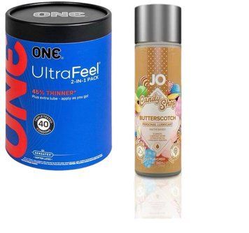 ONE UltraFeel 2-в-1. 40 шт+ Лубрикант на водной основе System JO H2O &mdash; Candy Shop &mdash; Butterscotch 60 мл SOS6445 фото