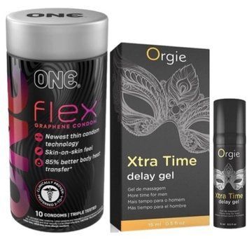 Набор из 10 шт ONE Flex графен + Пролонгатор X-TRA TIME, 15 мл ORGIE SOS9286 фото