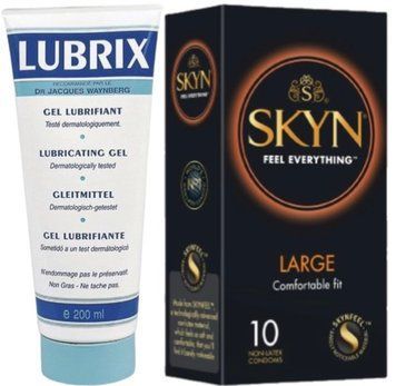 Набор из Лубриканта на водной основе Lubrix (200 мл) + SKYN Large 10 шт. SOS8809 фото