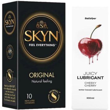 Набір Лубрикант Satisfyer Cheeky Cherry 300 мл + SKYN Original 10 шт. SOS12791 фото