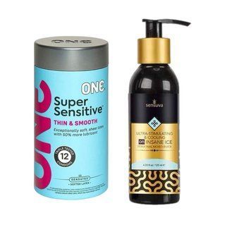 ONE Super Sensitive Pack 12 шт. +Возбуждающая смазка на гибридной основе Sensuva - Ultra-Stimulating ON Insane Ice (125 мл) SOS6526 фото