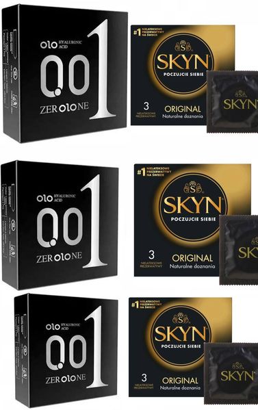 Набор : OLO ультратонкие с гиалуроновой смазкой 3x3 (9 шт) и SKYN ORIGINAL 3х3 (9 шт) SOS135 фото