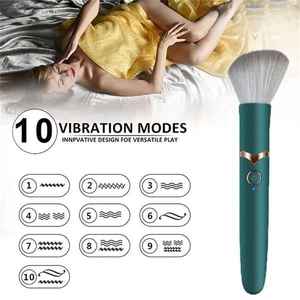 10 швидкостей Vibration Makeup Brush Жіночий Clitoral - RED VBR3 фото