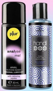 pjur analyze me! набор смазок Relaxing jojoba silicone 30 мл + Sensuva Handipop Blueberry Muffin (125мл) LB619 фото