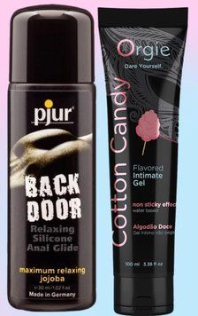 Набор лубрикантов pjur backdoor anal Relaxing jojoba silicone 30 мл + LUBE TUBE сахарная вата, 100 мл ORGIE LB719 фото