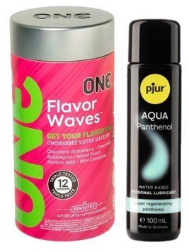 Комплект ONE Flavor Waves 12 штук + Pjur Aqua Panthenol 100 мл SOS12977 фото