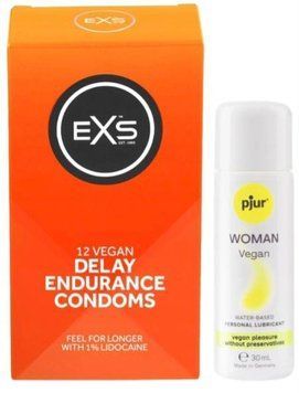 Набор EXS Delay (12 шт) + pjur Woman Vegan 30 мл SOS13476 фото
