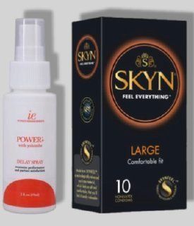 SKYN Large 10 шт + Пролонгатор Doc Johnson Power Delay Spray (59 мл) SOS5615 фото