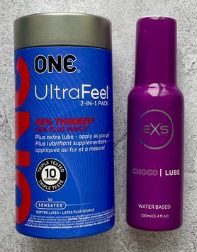 Комплект ONE UltraFeel 2-in-1 10 шт - Лубрикант EXS Choco Lube 100 мл SOS2605 фото