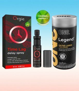 Пролонгатор для мужчин Time Lag, 25 мл. ORGIE+  ONE Legend Extra Large 12 шт SOS6674 фото