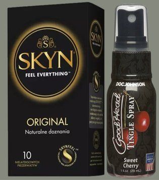 Комплект SKYN Original 10 шт + Спрей Doc Johnson GoodHead Tingle Spray - Sweet Cherry (29 мл)  SOS5765 фото