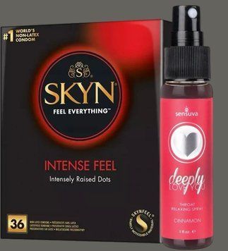 Комплект Skyn ​​Intense feel 36 штук + Спрей Sensuva - Deeply Love You Cinnamon (29 мл) SOS5379 фото